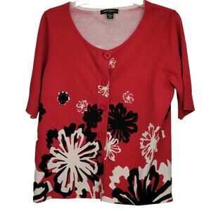 Designers Original Large Large Red Shirt with Black and White Bows or Flowers